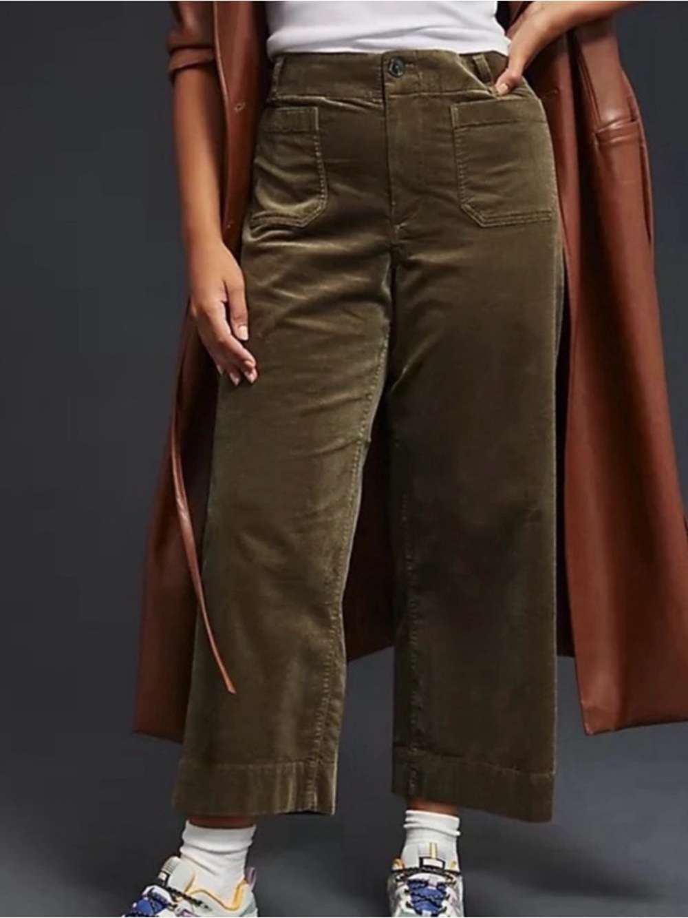 NWT Anthropologie Maeve The Collette Cropped Wide Leg Corduroy Pants Size 22W